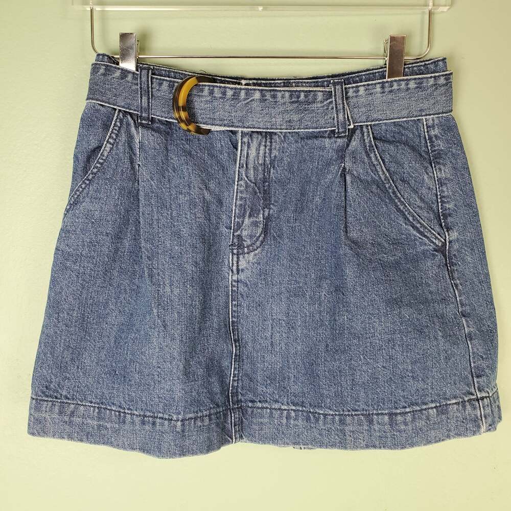 Free People We The Free Pleated Denim Belted Mini Skirt Size 26